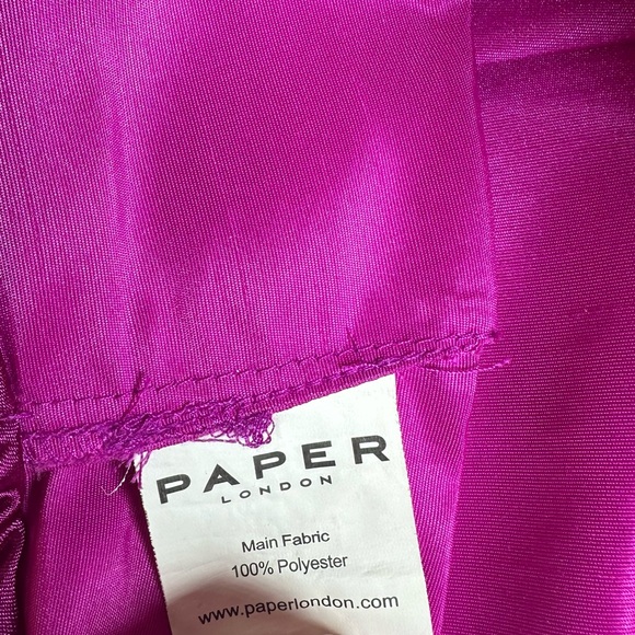 PAPER LONDON VIBRANT FUCHSIA MINI SHORTS IN SHIMMERY TAFFETA - Picture 6 of 7